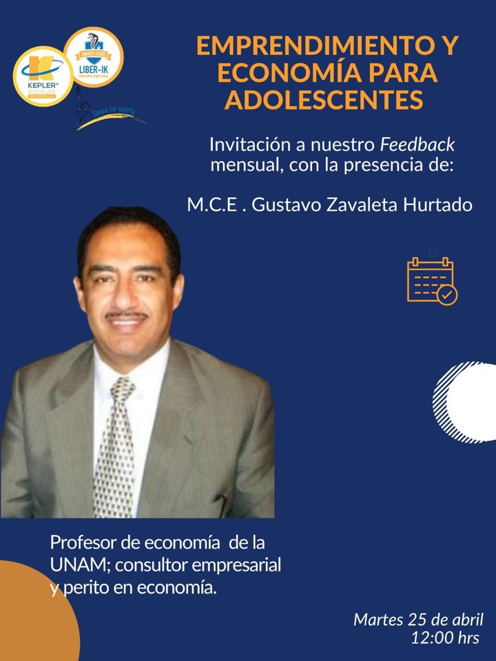 Portada de plática sobre emprendimiento para adolescentes por parte del Economista Gustavo Zavaleta